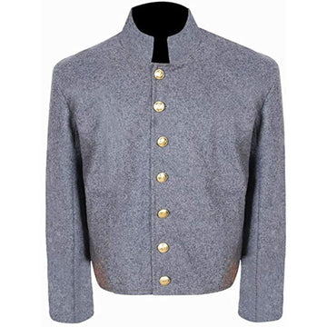 CW US Confederate Untrimmed Grey Wool Shell Coat Jacket - biznimart
